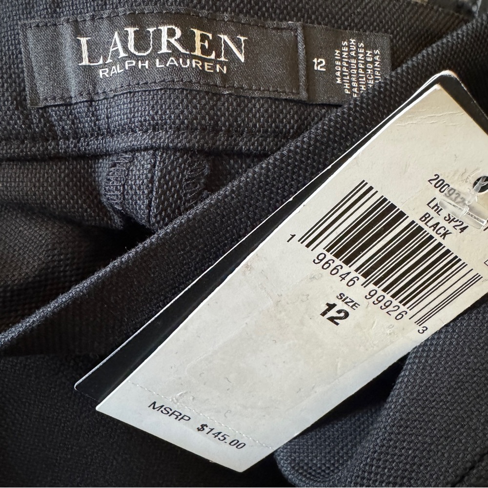 NWT Women Lauren RALPH LAUREN Black High-Rise Cotton-Blend Cropped Pant Sz 10&12 - Picture 8 of 8